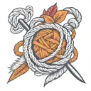Ball of yarn with single crochet hook intertwined  tattoo design idea