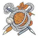 Ball of yarn with single crochet hook intertwined  tattoo design idea