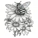 Daisy with a bee tattoo design idea