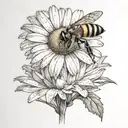Daisy with a bee tattoo design idea
