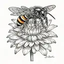 Daisy with a bee tattoo design idea