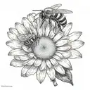 Daisy with a bee tattoo design idea