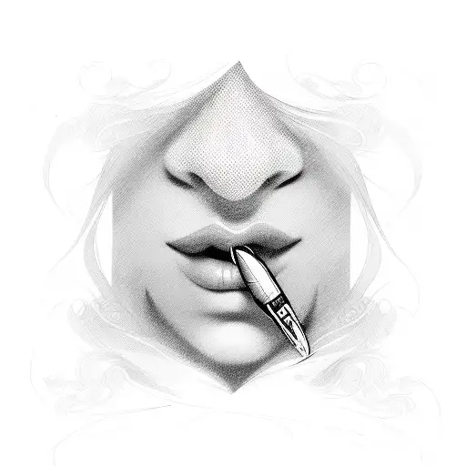 my name with lips tattoo design idea