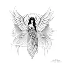 angel vs demon neck tattoo tattoo design idea