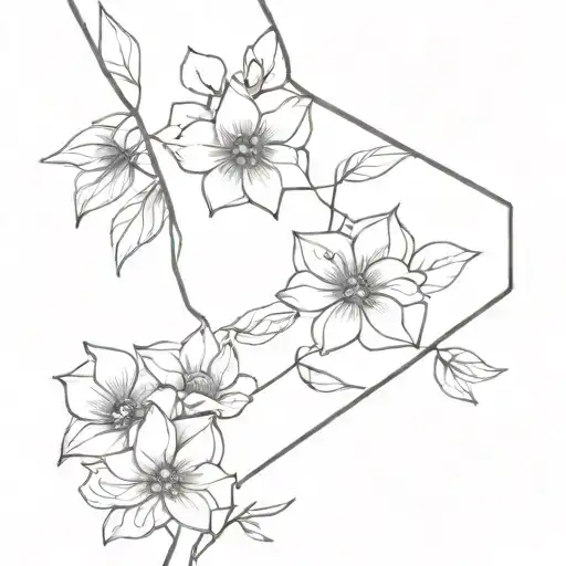 tattoo, black and white, around the wrist, flowers, sketch, minimalism, polygon tattoo design idea
