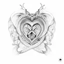 infinity butterfly inside heart with snake around  tattoo design idea