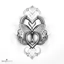 infinity butterfly inside heart with snake around  tattoo design idea