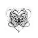 infinity butterfly inside heart with snake around  tattoo design idea