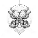 infinity butterfly inside heart with snake around  tattoo design idea