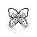 infinity butterfly inside heart with snake around  tattoo design idea
