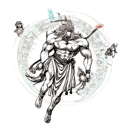 A tattoo of Zeus and Shiva engaged in an epic battle tattoo design idea