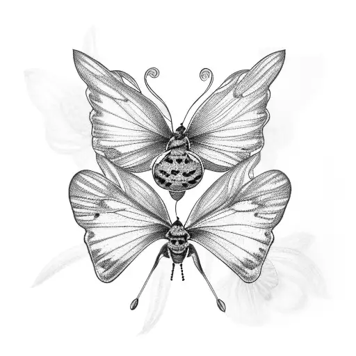 Lily with 3 small butterflies around it tattoo design idea