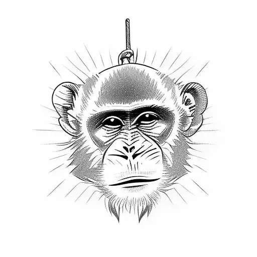 monkey in cage tattoo design idea