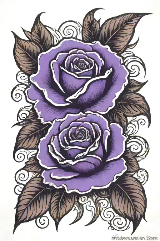 purple rose tattoo design idea