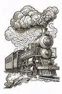 steam train coming out of smoke tattoo design idea