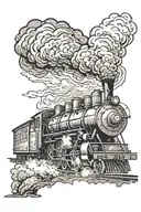 steam train coming out of smoke tattoo design idea