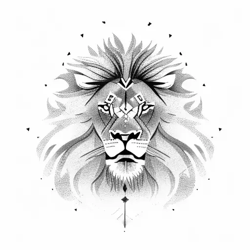 male lion roaring only head and mane tattoo design idea