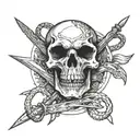 skull snake sword tattoo design idea