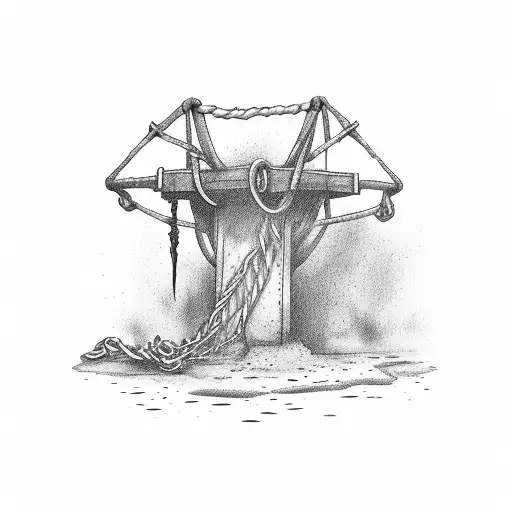  a damaged well with a hangman's noose tattoo design idea