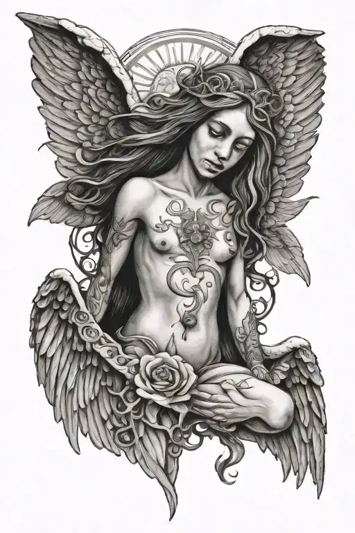 Nirvana In utero angel tattoo design idea