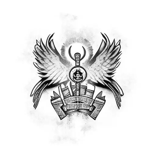 Protector strong angel cancer zidiac sign tattoo design idea