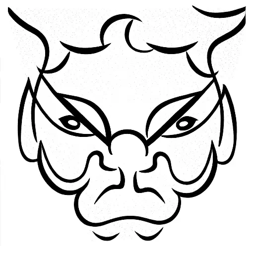 Black and white jester head with Chinese year of the monkey symbol in right eye tattoo design idea