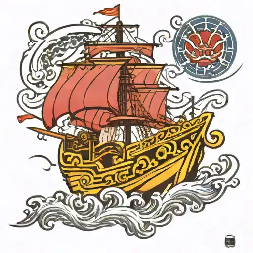 ship and kraken attacking tattoo design idea