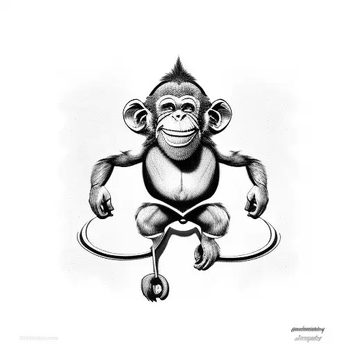 Jolly chimp on a flying carpet tattoo design idea