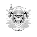 Jolly chimp on a flying carpet tattoo design idea