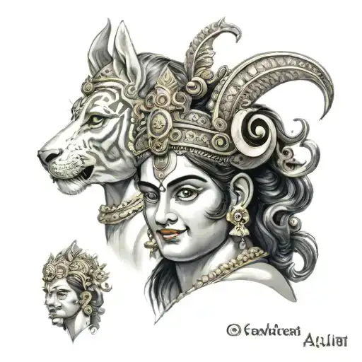 krishna, sudarshan, ajun, mahabharat tattoo design idea