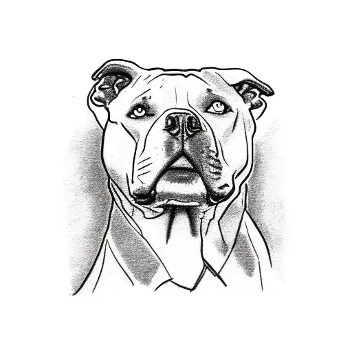 pitbull face heart tattoo design idea