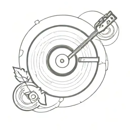 vinyl record cartoon tattoo design idea