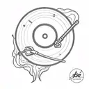 vinyl record cartoon tattoo design idea