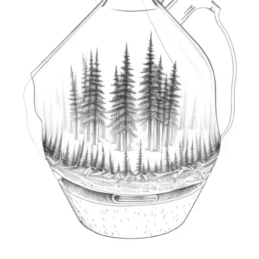 A forest fire inside a liquor flask. tattoo design idea