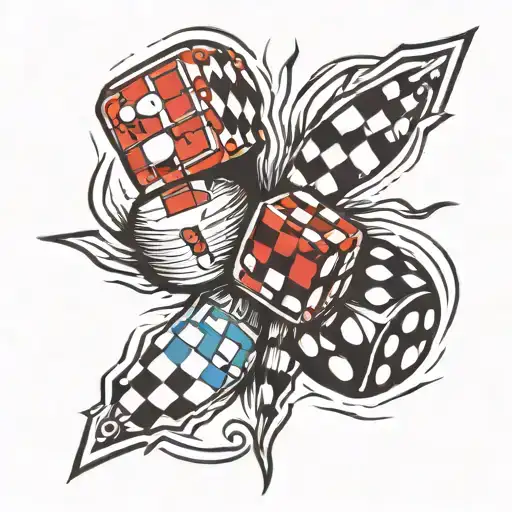 checkers board game tattoo design idea