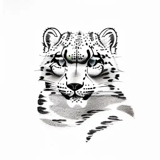 A sketch-style tattoo of a snow leopard, a native species of Sikkim, climbing a mountain peak with the word 'Sikkim' incorporated in a creative way tattoo design idea