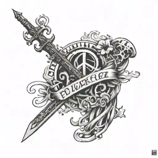 Phrase zi you want peace prepare for war tattoo design idea