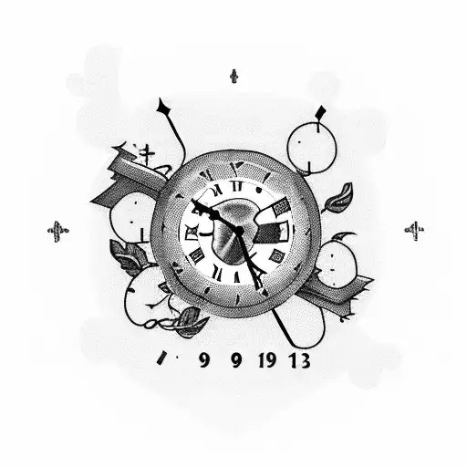 clock with 1993, 1974, and 2000 on the face and did we just become best friends around frame tattoo design idea