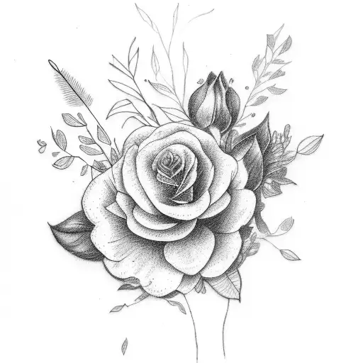 November and April birth flower bouquet  tattoo design idea