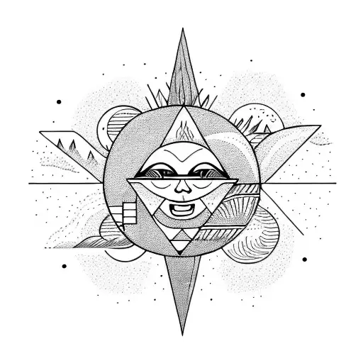  sun and moon. Mountains, plants, sea. features the words "you'll find the light" tattoo design idea