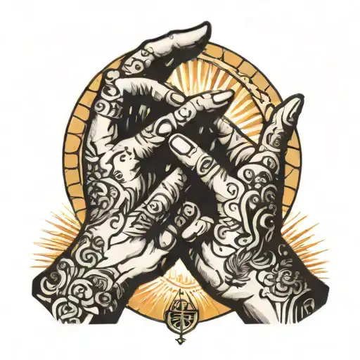 twii oh hands touching sunlight in the background  tattoo design idea