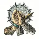 twii oh hands touching sunlight in the background  tattoo design idea