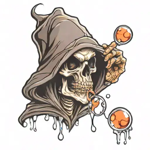 Reaper blowing bubbles tattoo design idea