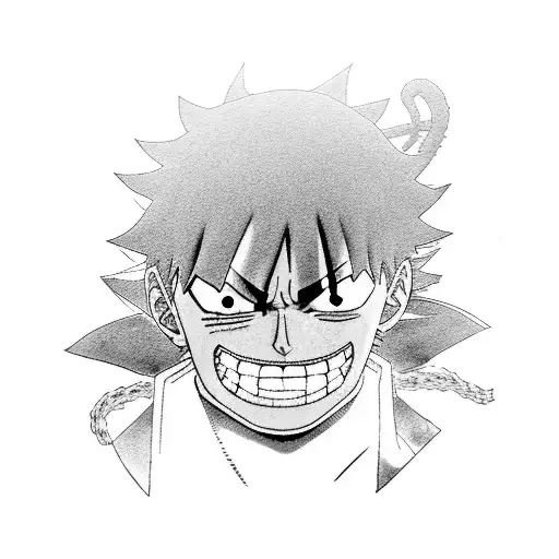 Create a black-grey tattoo depicting Luffy, Zoro, and Gaara in a fierce battle scene inspired by their respective anime series. tattoo design idea