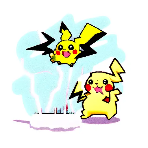 A new-school design featuring a Pikachu snorting a line of cocaine shaped like a lightning bolt tattoo design idea