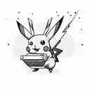 A new-school design featuring a Pikachu snorting a line of cocaine shaped like a lightning bolt tattoo design idea