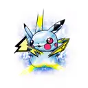 A new-school design featuring a Pikachu snorting a line of cocaine shaped like a lightning bolt tattoo design idea