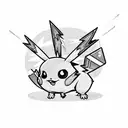 A new-school design featuring a Pikachu snorting a line of cocaine shaped like a lightning bolt tattoo design idea