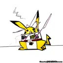 A new-school design featuring a Pikachu snorting a line of cocaine shaped like a lightning bolt tattoo design idea