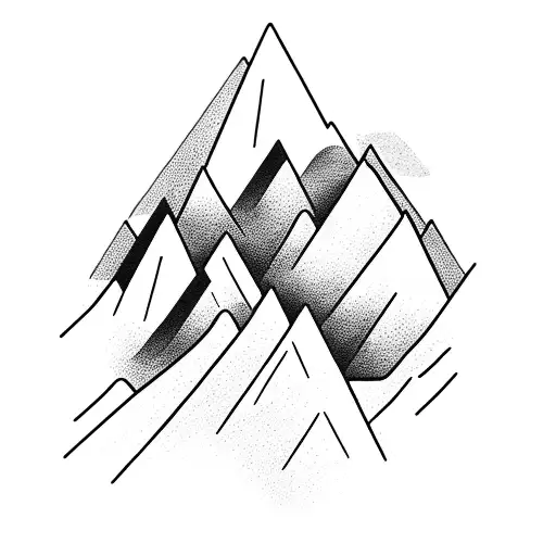 A majestic mountain range with a hidden gym equipment in the foreground tattoo design idea